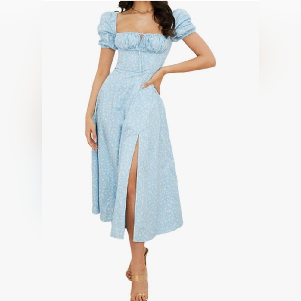 Blue And White Floral Cottage Core Dress - Picture 2 of 12